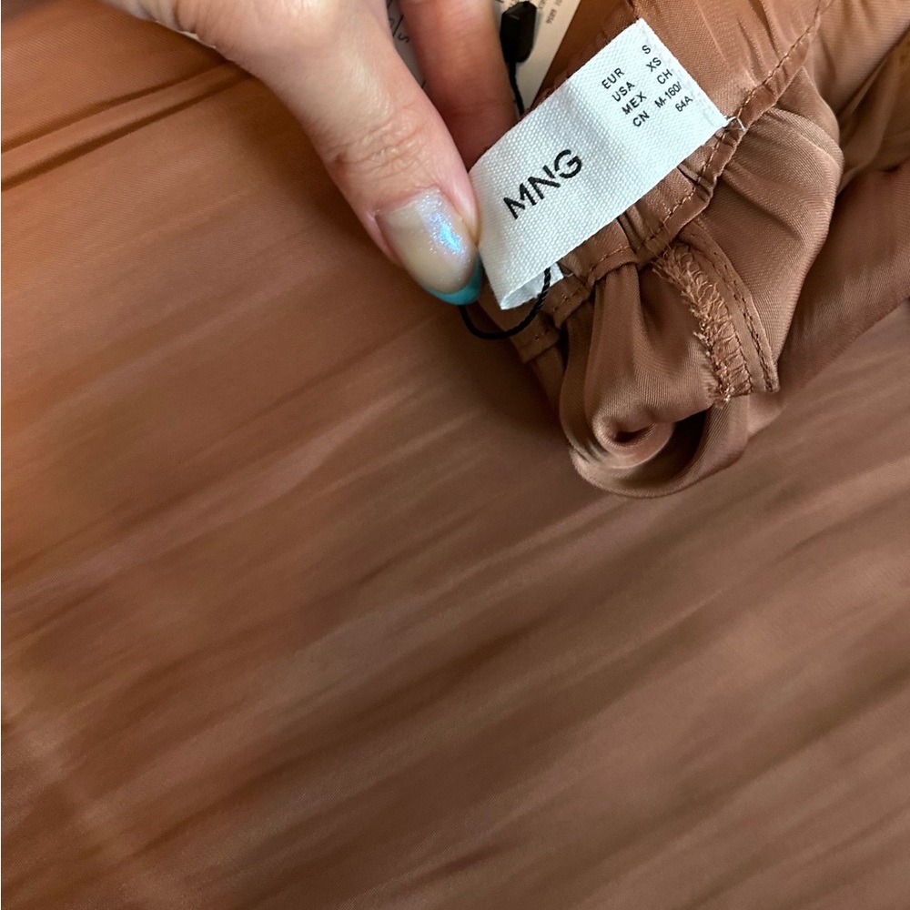 Mango Satin-Look Elastic Waist Wide-Leg Pants in Terracotta - Picture 3 of 5